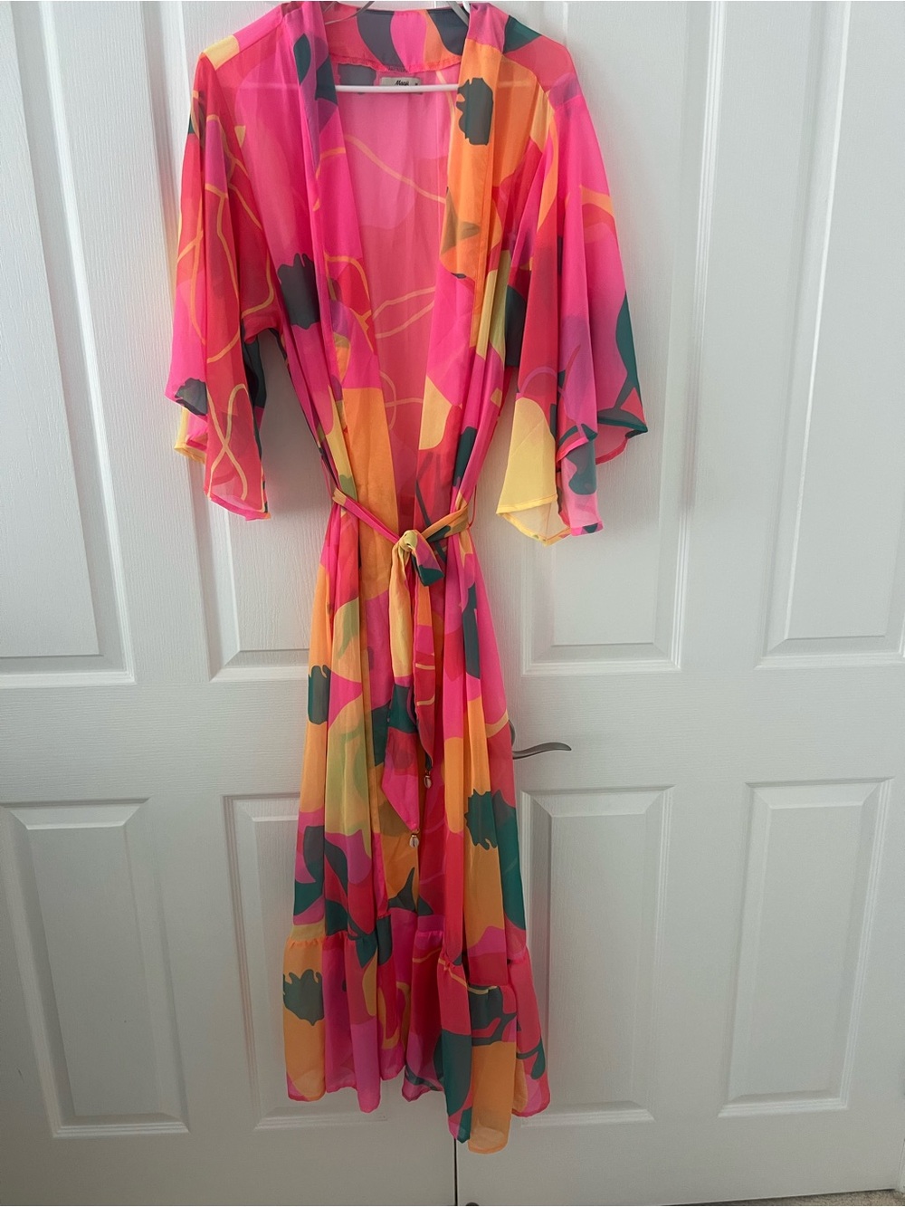 Maaji Neon Pink, Yellow & Green Abstract Wrap Maxi Dress